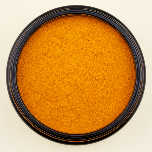 Golden Air 7OH powder - macro close-up of the fine orange-yellow powder texture