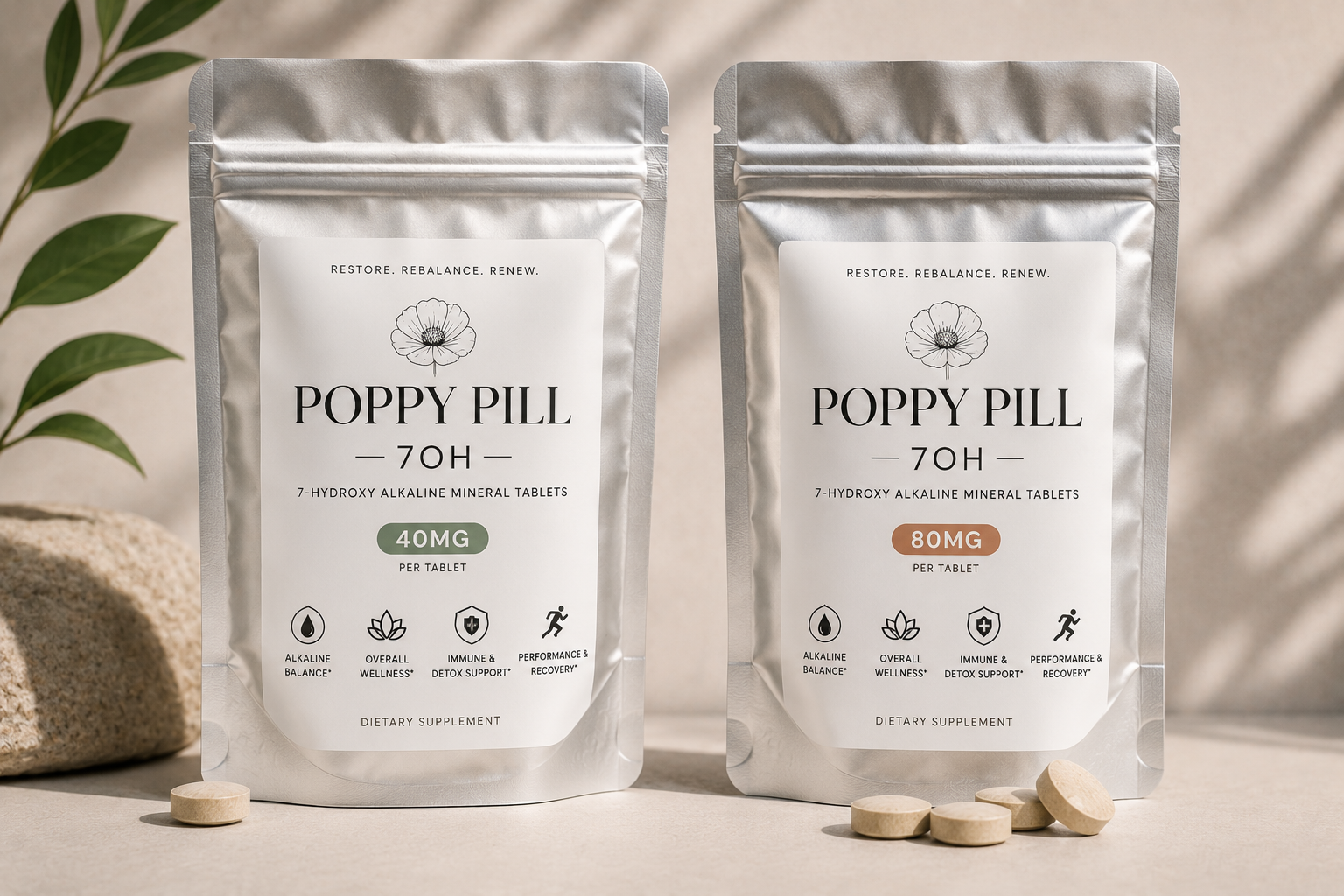 Poppy Pill 7OH 80MG Blueberry Mylar pouch